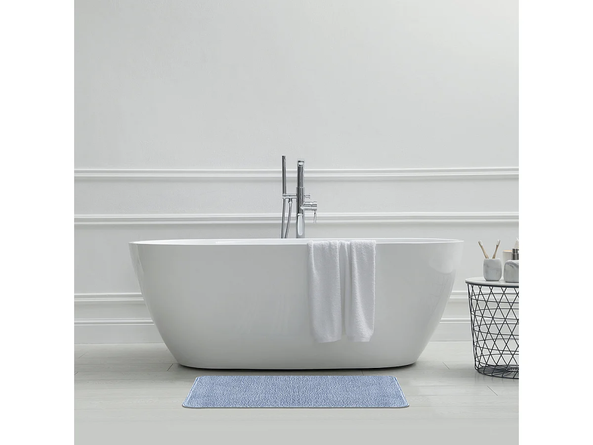 Tapis de bain uni en polyester indigo 50x80cm