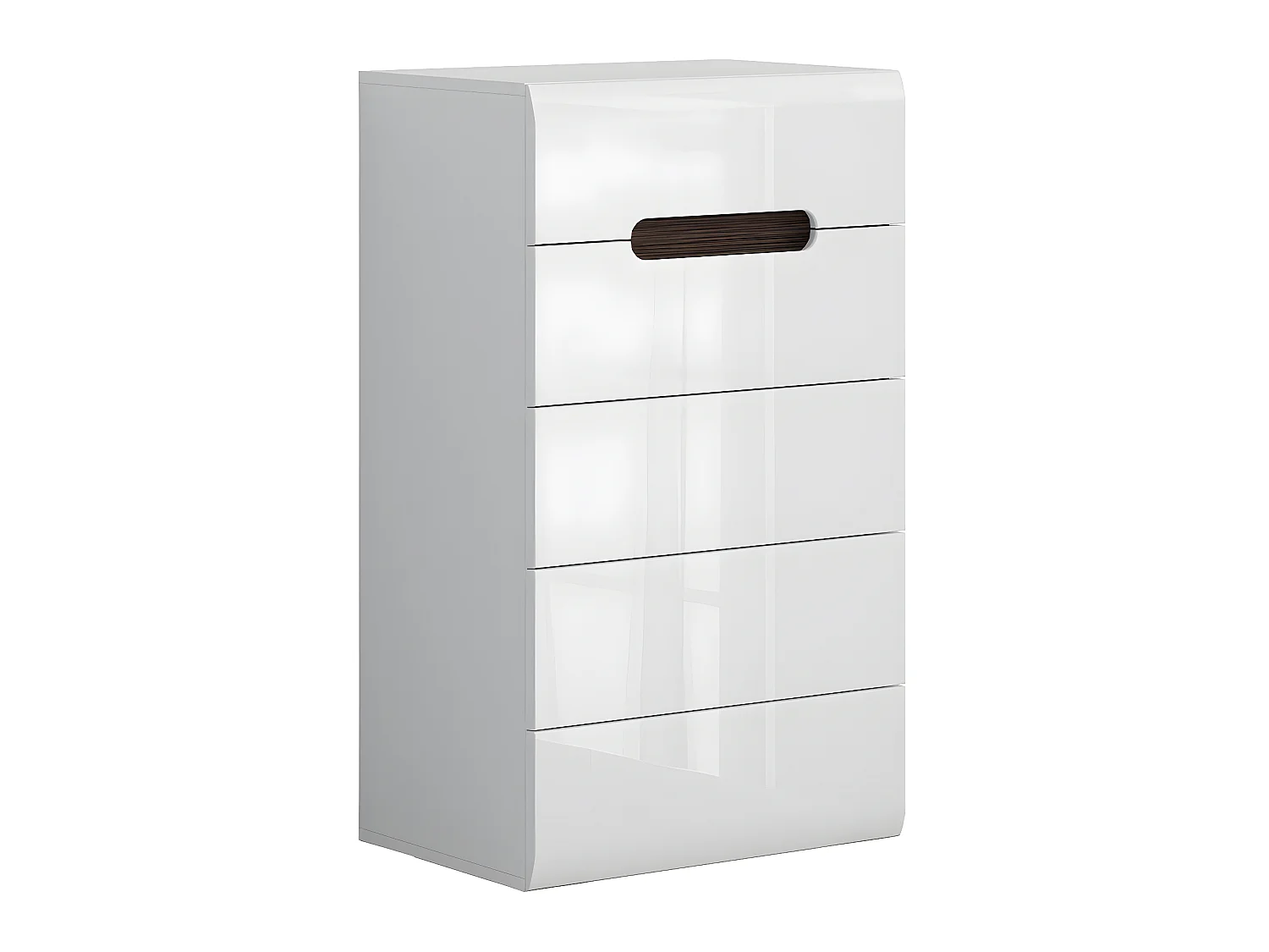 Cassettiera Darrel a 5 cassetti Laccato bianco e legno