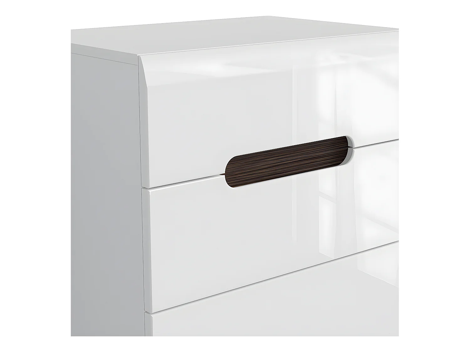 Cassettiera Darrel a 5 cassetti Laccato bianco e legno