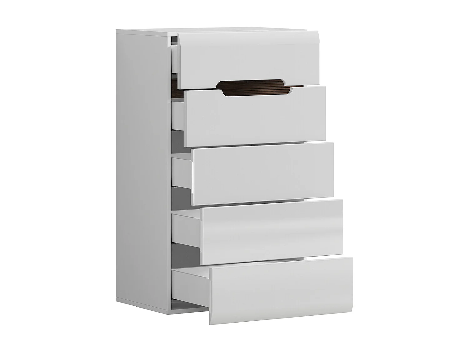 Darrel ladekast met 5 laden Wit laqué en hout