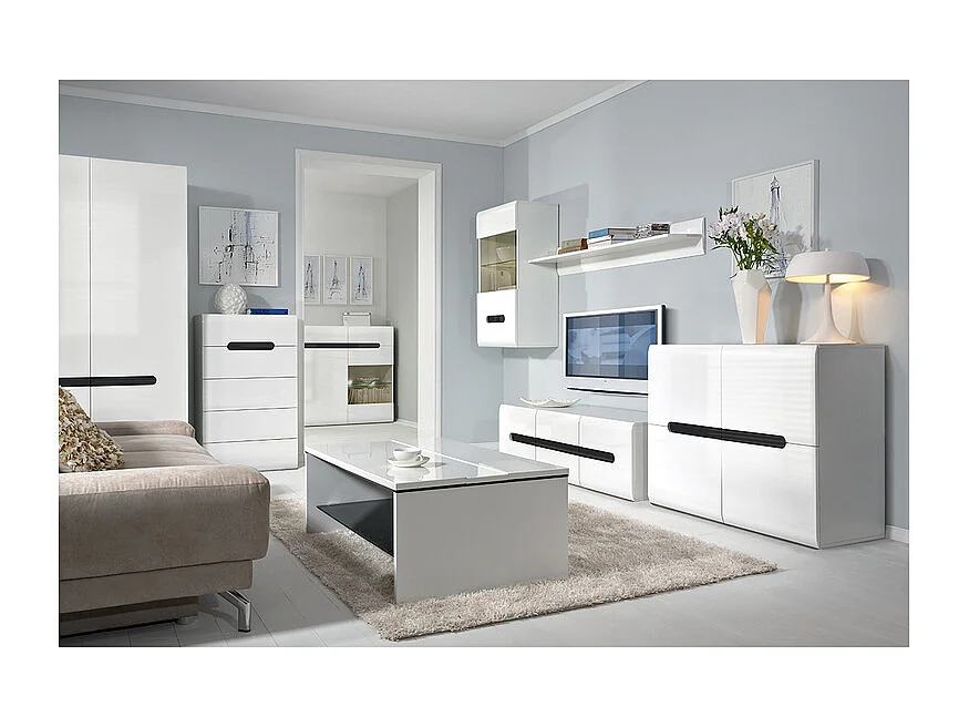 Darrel ladekast met 5 laden Wit laqué en hout