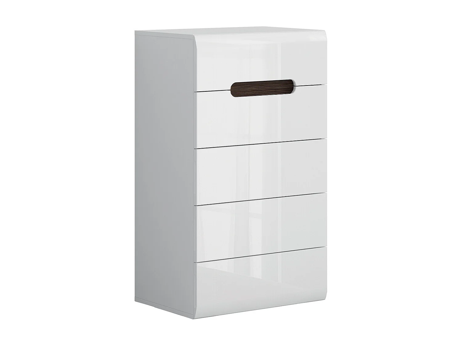 Chiffonnier 5 tiroirs Darrel Blanc laqué et Bois