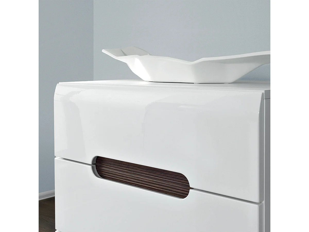 Chiffonnier 5 tiroirs Darrel Blanc laqué et Bois