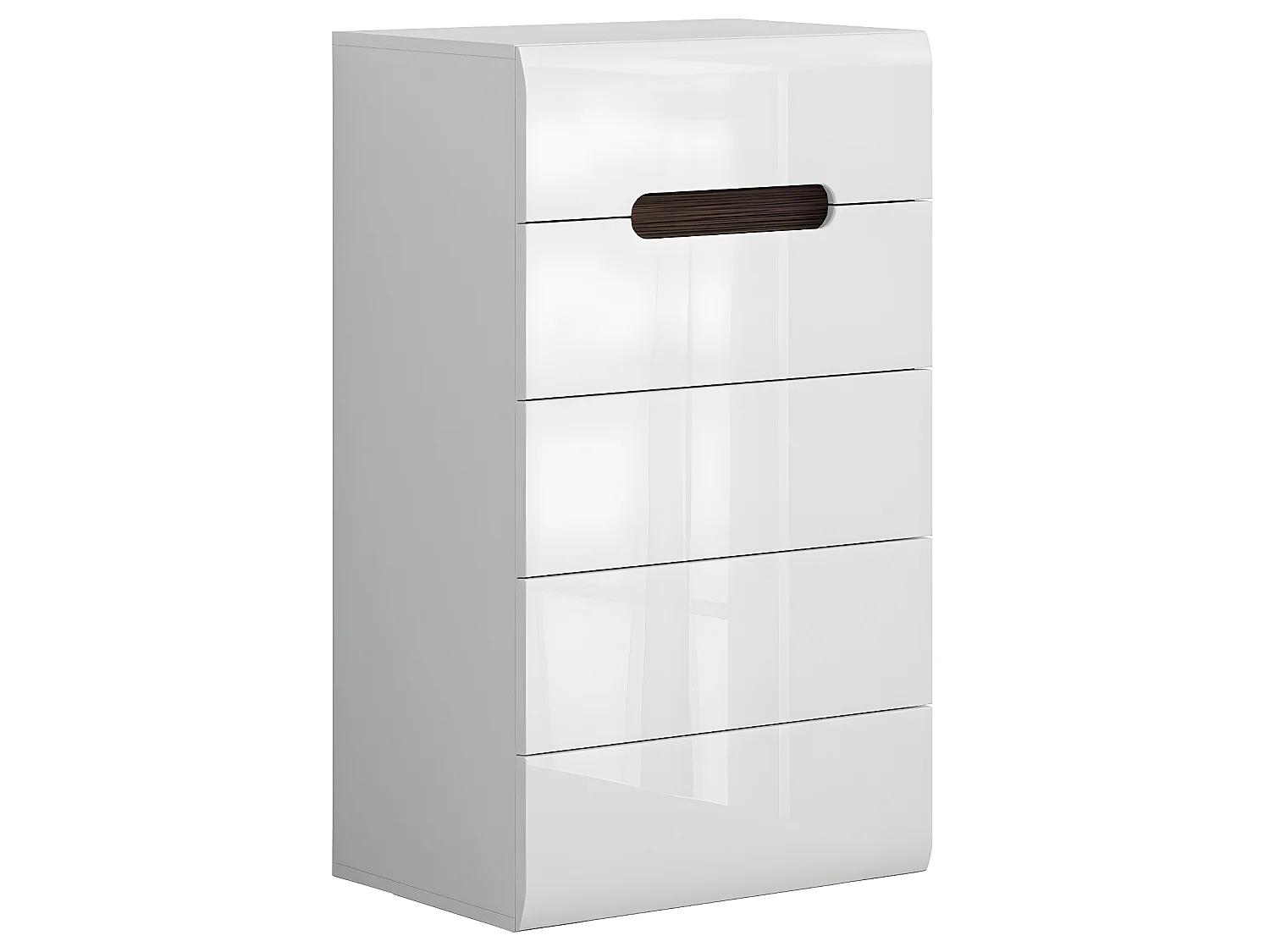 Chiffonnier 5 tiroirs Darrel Blanc laqué et Bois