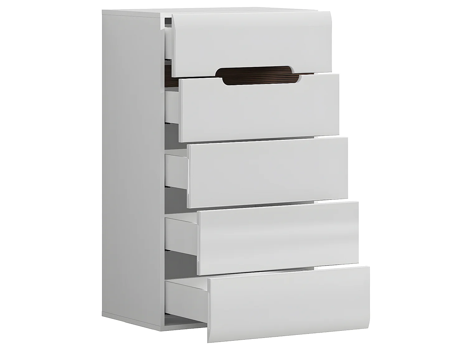 Chiffonnier 5 tiroirs Darrel Blanc laqué et Bois