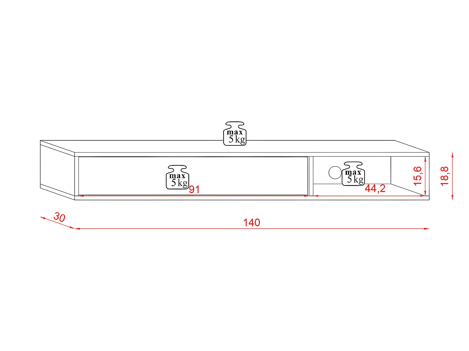 Étagère murale Lamar Blanc