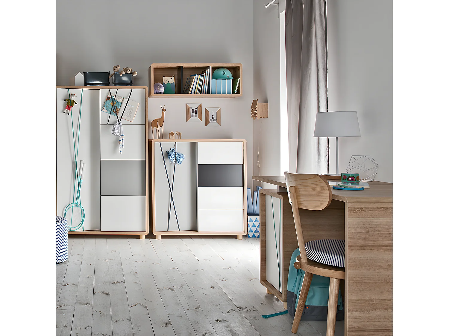 Étagère murale Evolve Bois Blanc et Noir