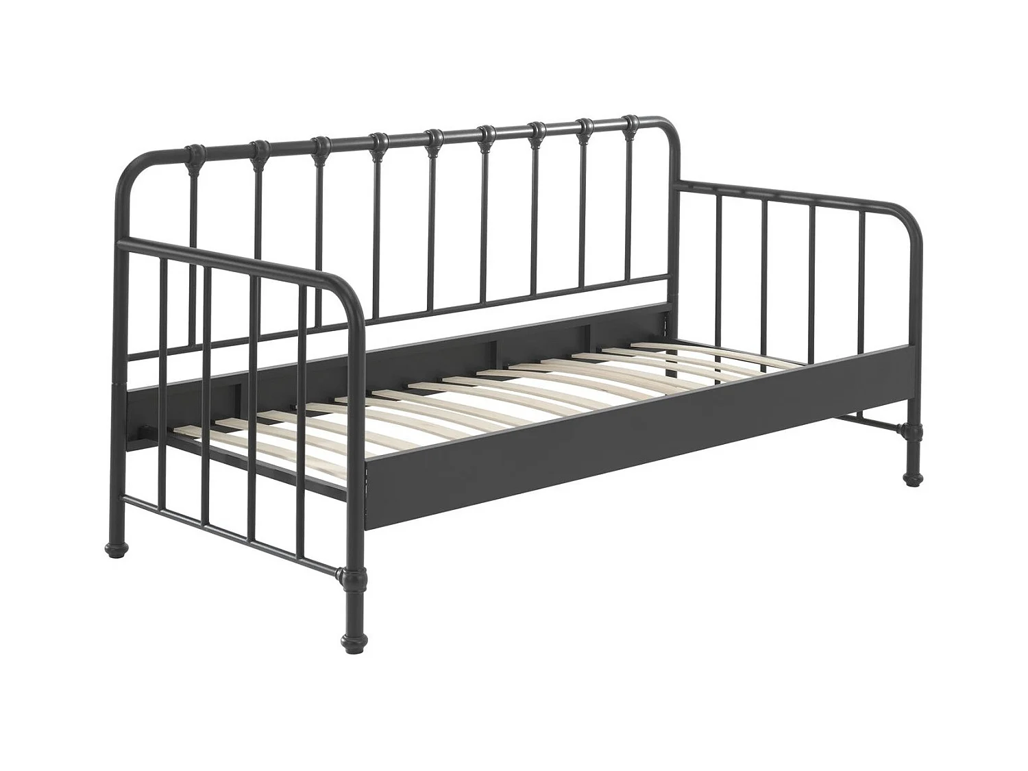 Lit Capitaine Enfant "Bronxx" 90x200cm Noir Mat