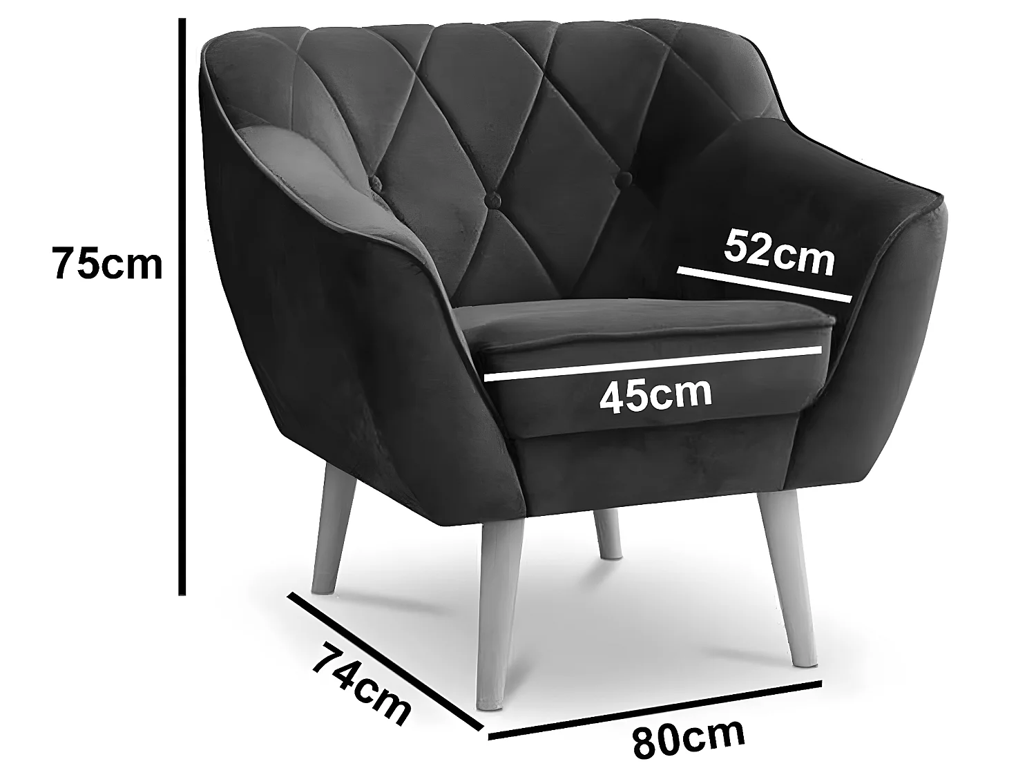 Fauteuil James velours Jaune