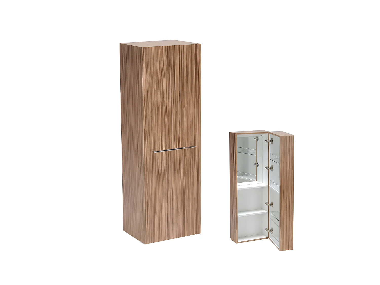 Armoire murale LOUNGE 5 tablettes + miroir intérieur / Décor Zebrano