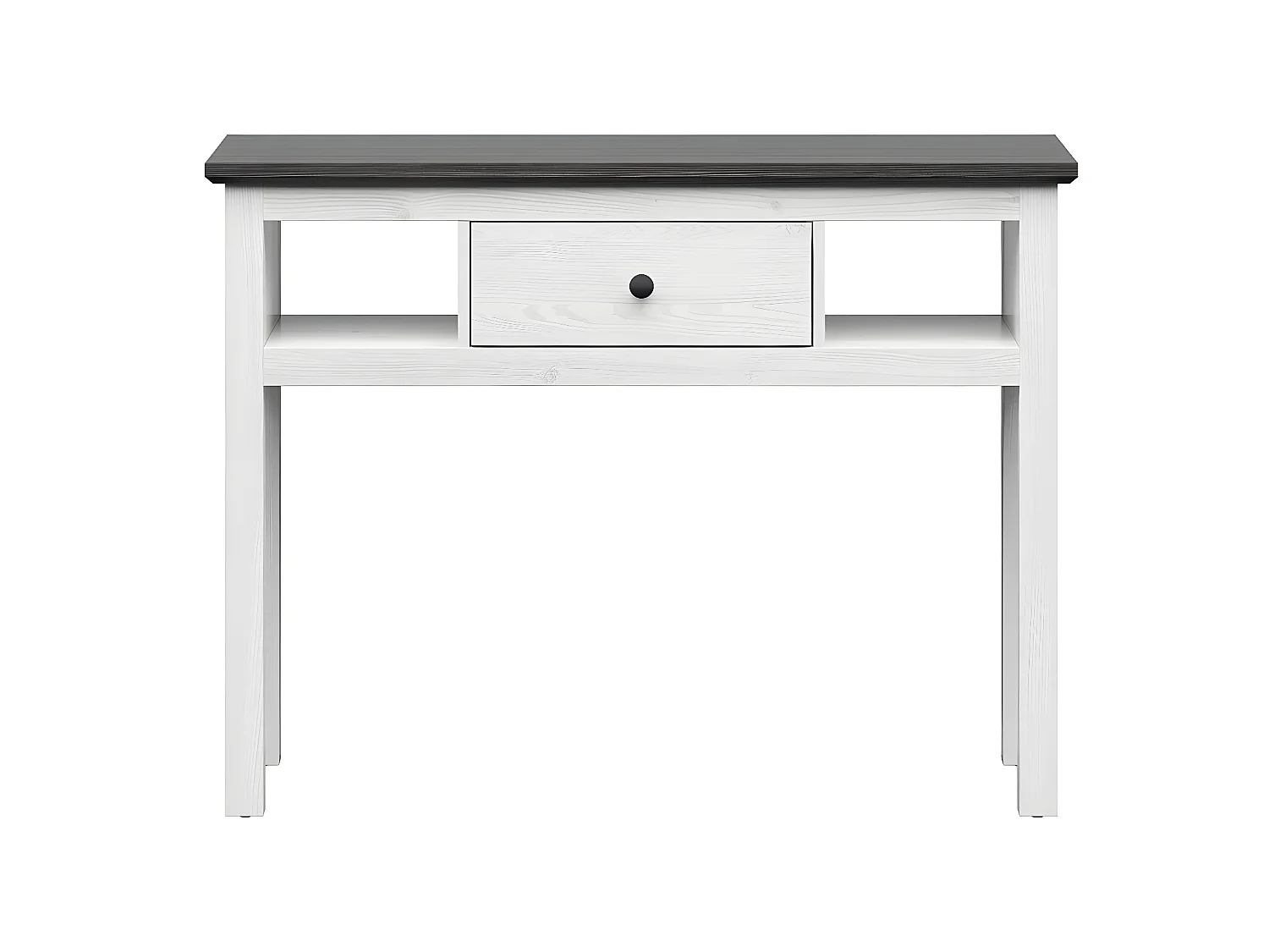 Console 1 tiroir Duck Blanc et Bois foncé