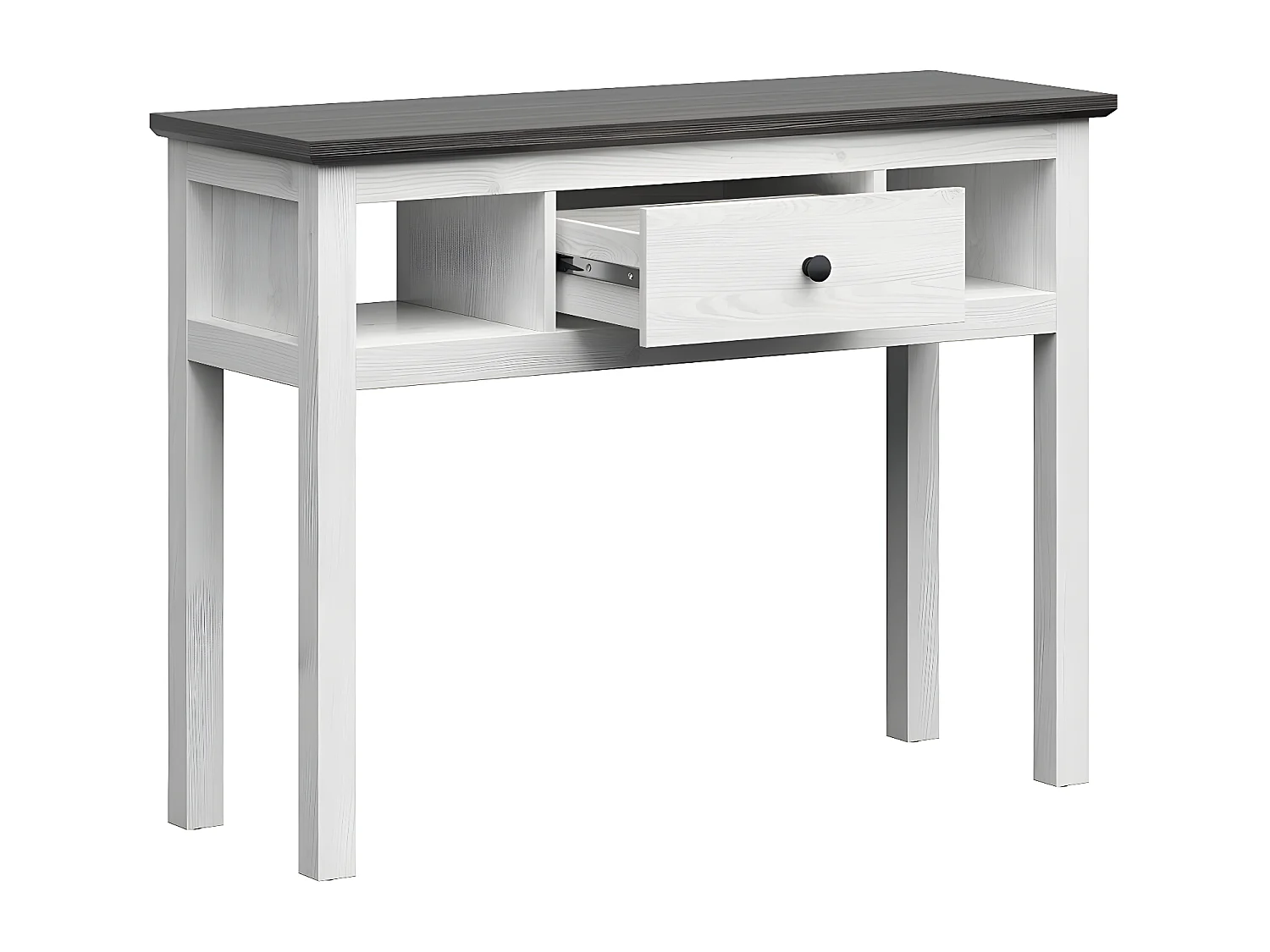 Console 1 tiroir Duck Blanc et Bois foncé