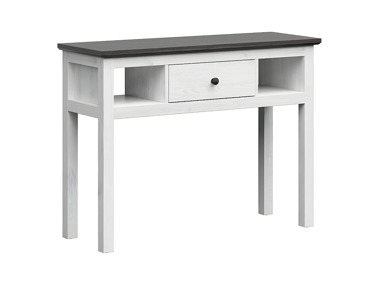 Console 1 tiroir Duck Blanc et Bois foncé