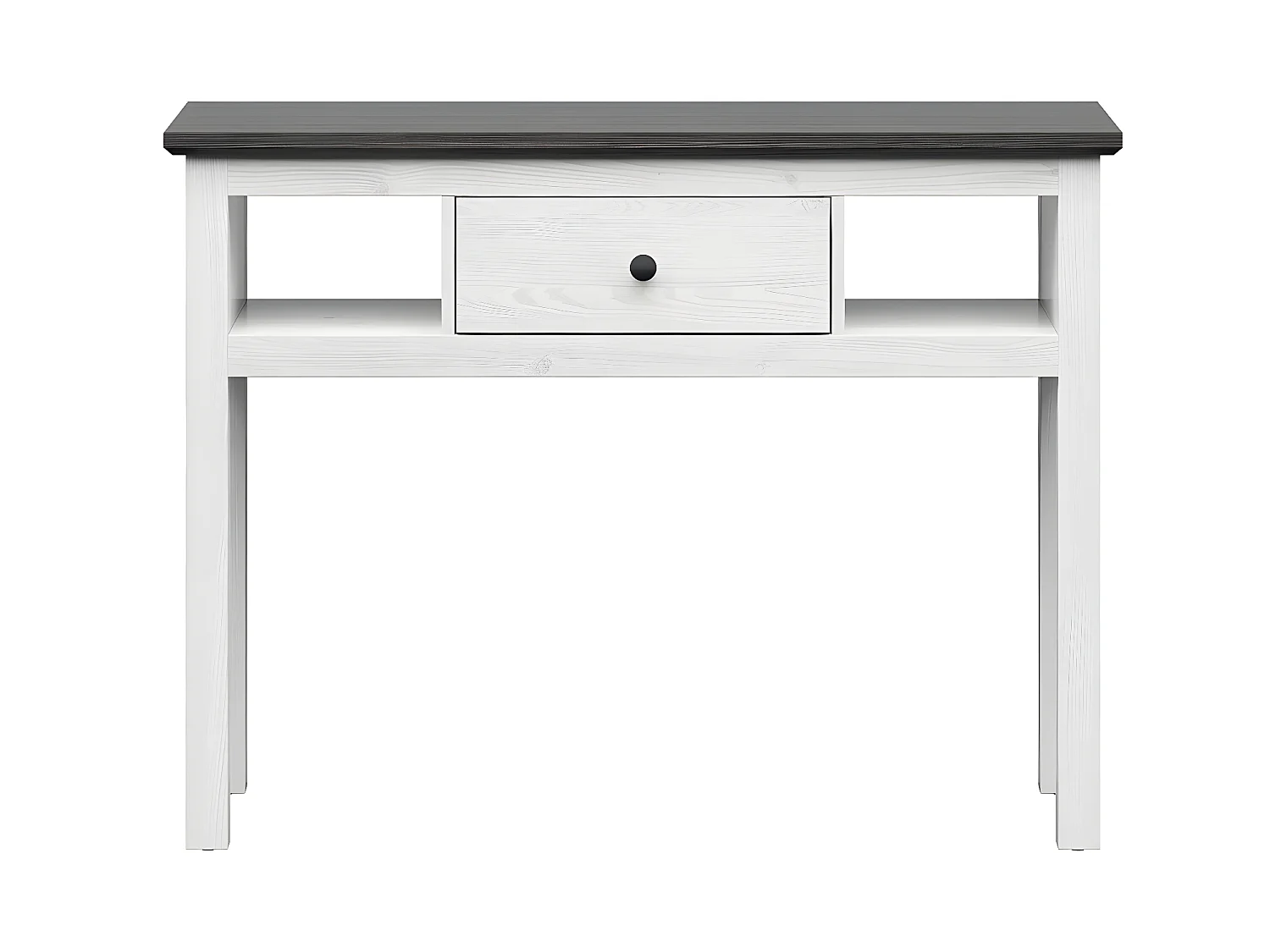 Console 1 tiroir Duck Blanc et Bois foncé