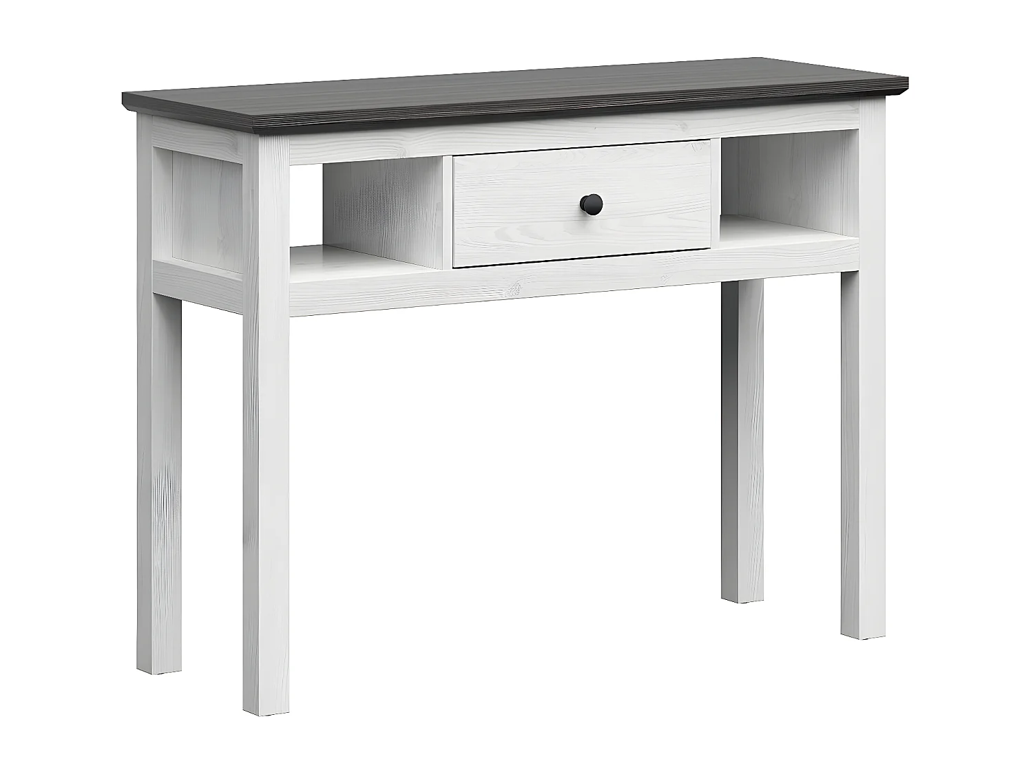 Console 1 tiroir Duck Blanc et Bois foncé