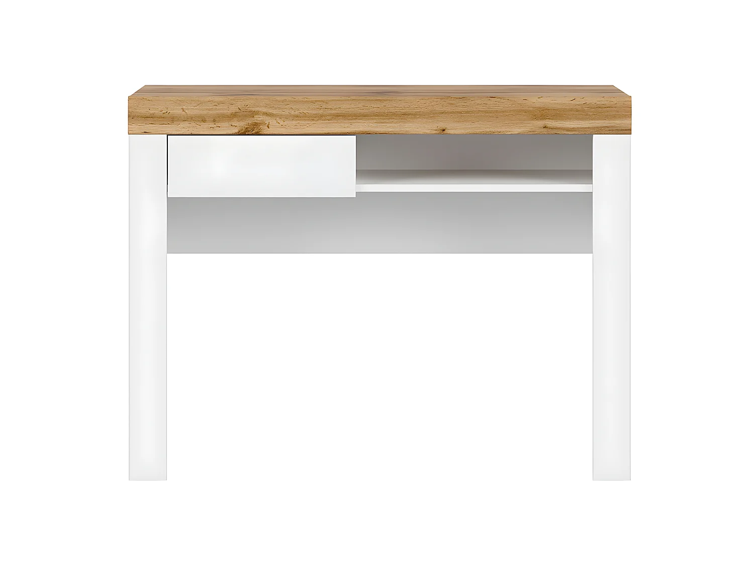 Console bureau 1 tiroir Hella Blanc et Bois