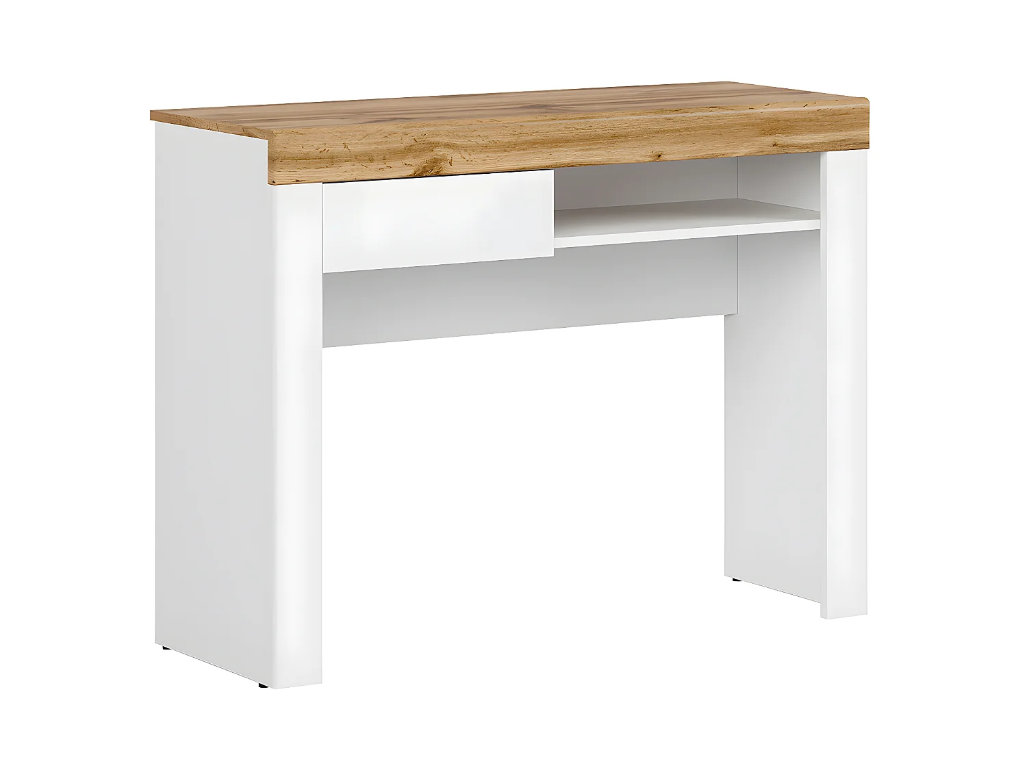 Console bureau 1 tiroir Hella Blanc et Bois