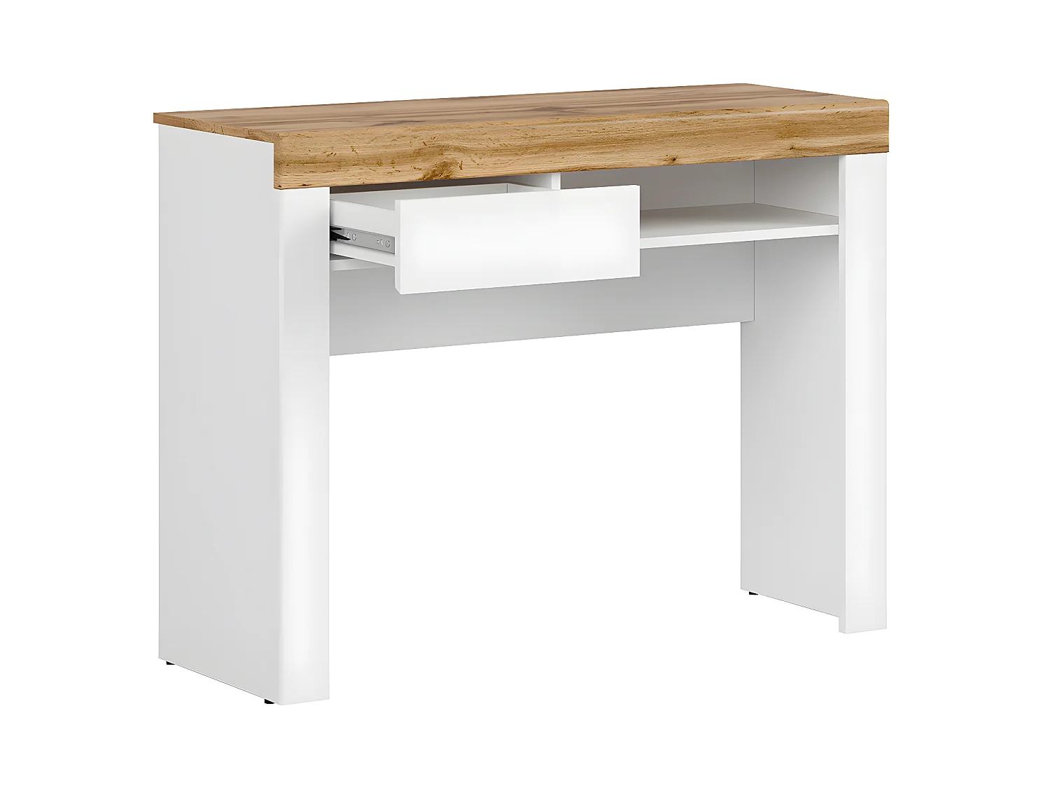Console bureau 1 tiroir Hella Blanc et Bois