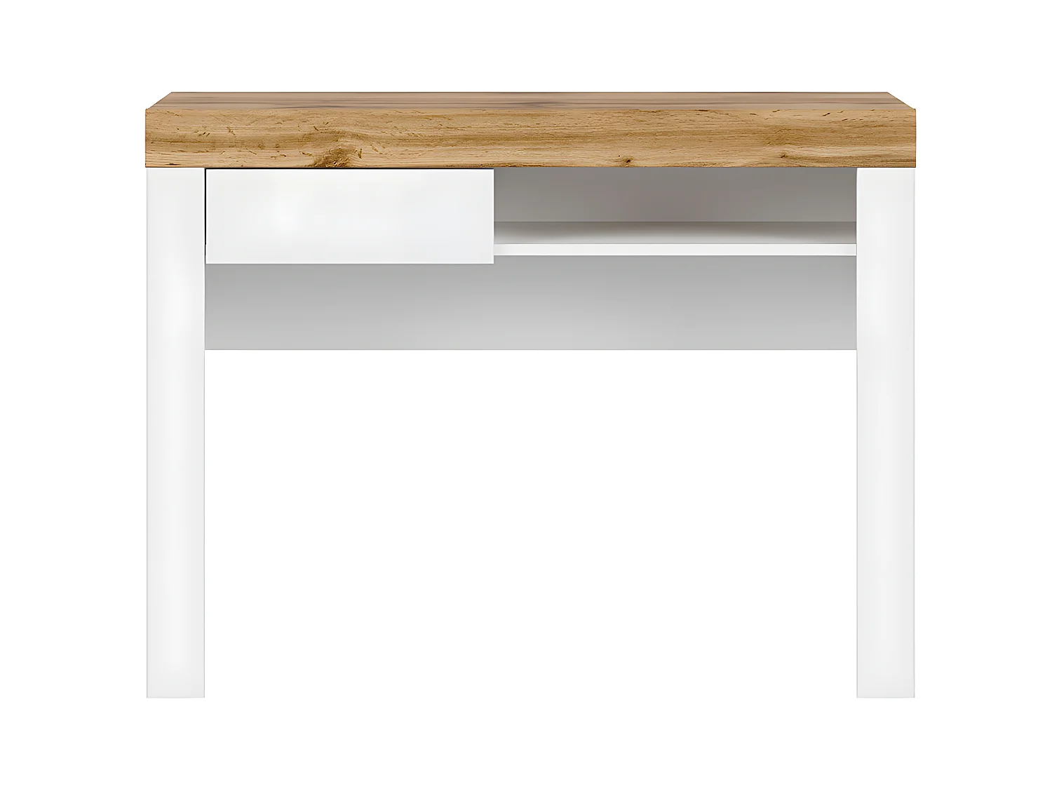 Console bureau 1 tiroir Hella Blanc et Bois