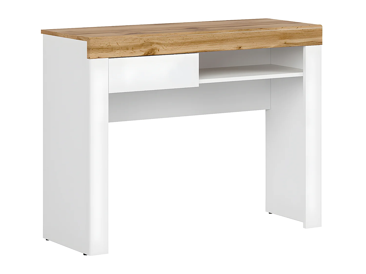 Console bureau 1 tiroir Hella Blanc et Bois