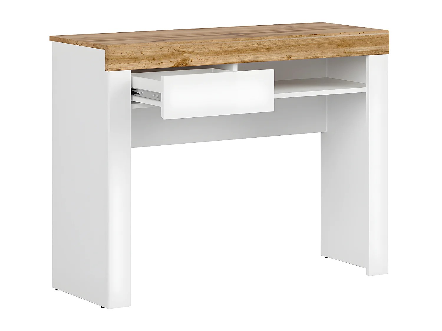 Console bureau 1 tiroir Hella Blanc et Bois