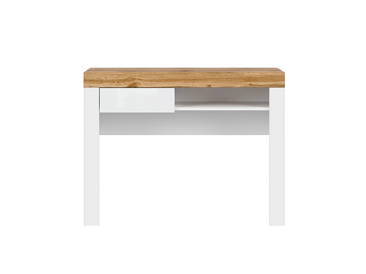 Console bureau 1 tiroir Hella Blanc et Bois