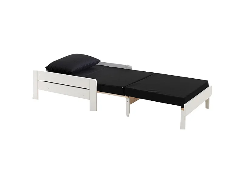 Pack - Lit Mezzanine Enfant, Commode & Fauteuil-Lit "Pino" Blanc