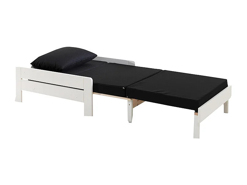 Pack - Lit Mezzanine Enfant, Commode & Fauteuil-Lit "Pino" Blanc