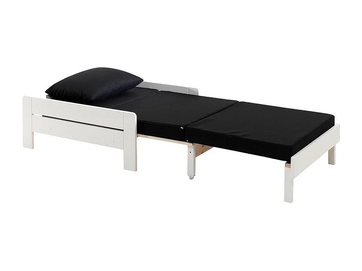 Pack - Lit Mezzanine Enfant, Commode & Fauteuil-Lit "Pino" Blanc