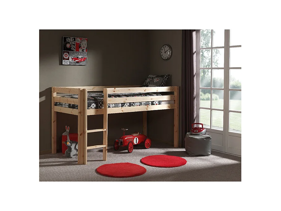 Letto basso 90x200 compreso di molle Vipack Pino - Legno