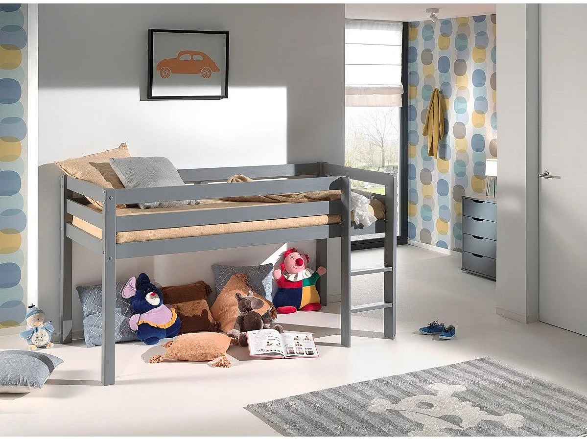 Lit Enfant Surélevé "Pino" 90x200cm Gris