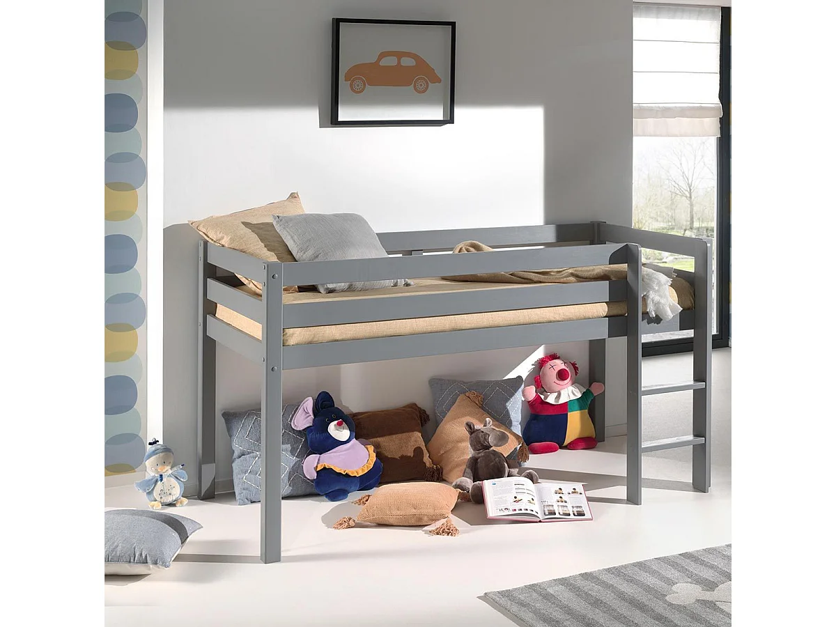 Letto 90x200 Mi-Height con box-primavera Vipack Pino Grey