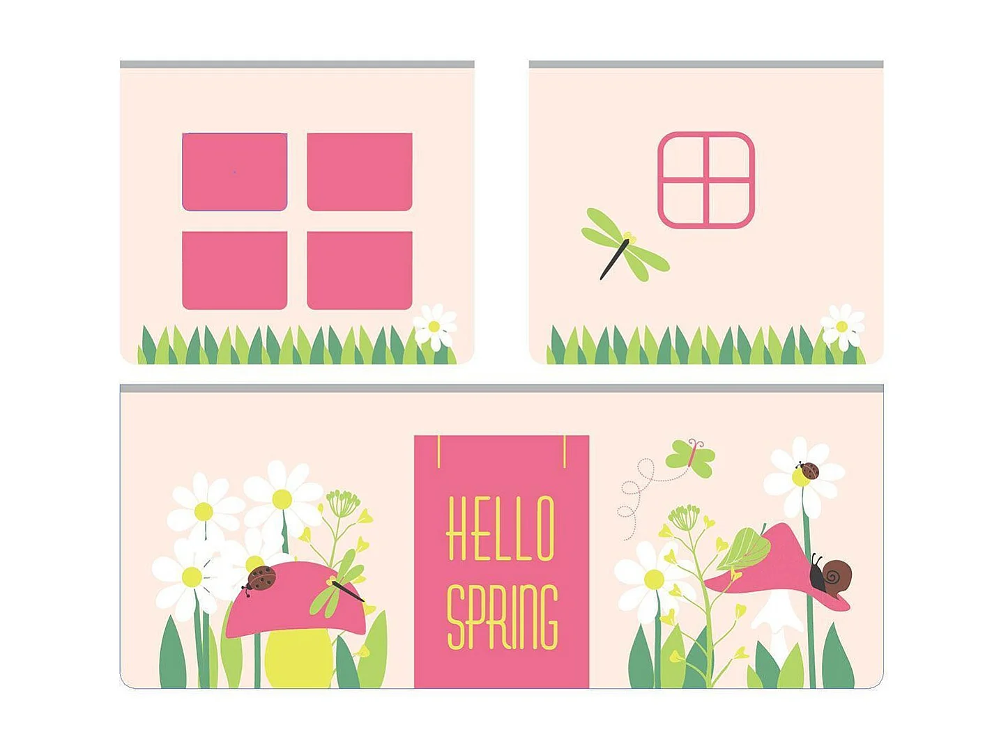 Pack - Lit Enfant Surélevé, Tente, 3 Pochettes & Tunnel "Pino Spring" Naturel