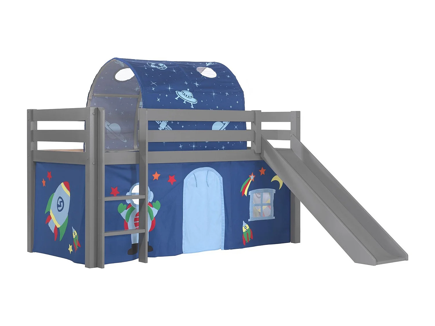 Pack - Lit Enfant, Tente & Tunnel "Pino Astronaute II" Gris