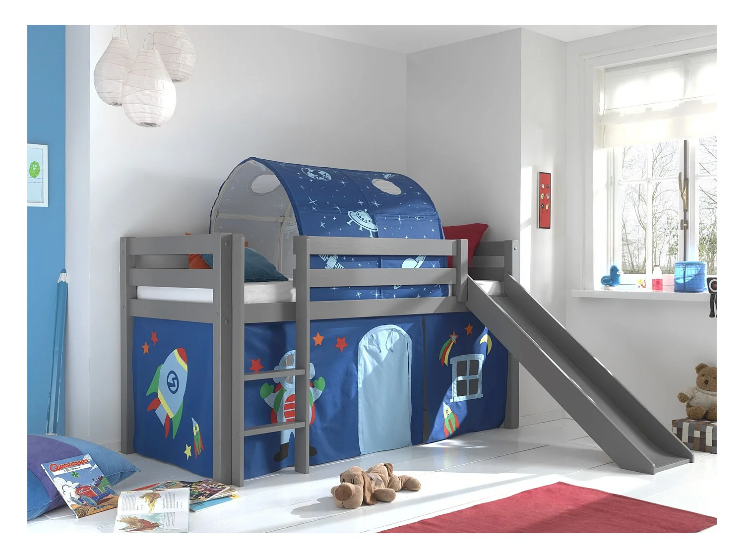 Pack - Lit Enfant, Tente & Tunnel "Pino Astronaute II" Gris