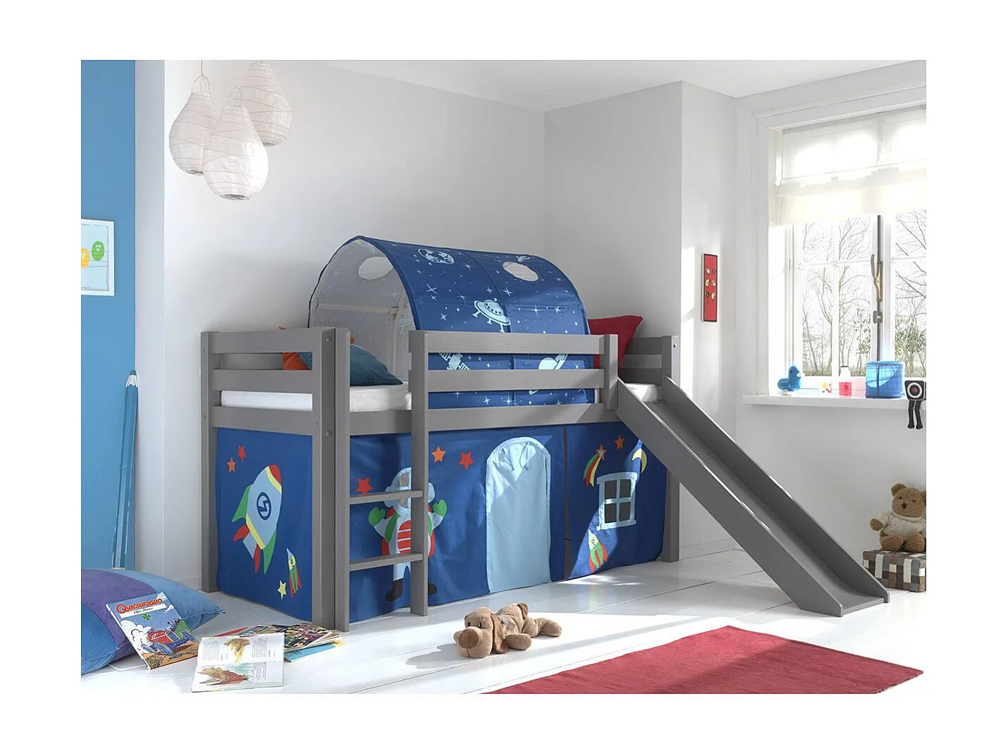 Pack - Lit Enfant, Tente & Tunnel "Pino Astronaute II" Gris