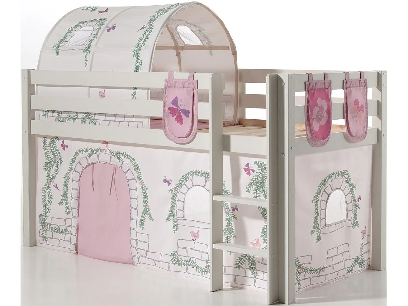 Pack - Lit Enfant, Tente, Tunnel & 3 Pochettes "Pino Birdy" Blanc