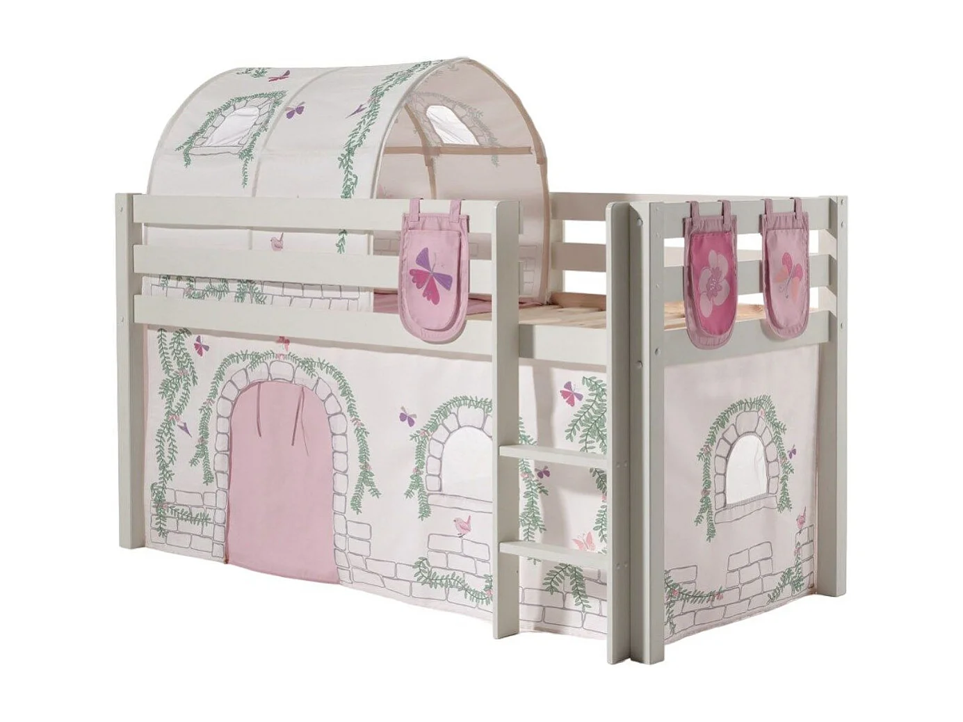 Pack - Lit Enfant, Tente, Tunnel & 3 Pochettes "Pino Birdy" Blanc