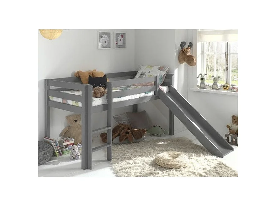 Cama Slide 90x200 cm pino macizo gris Pino