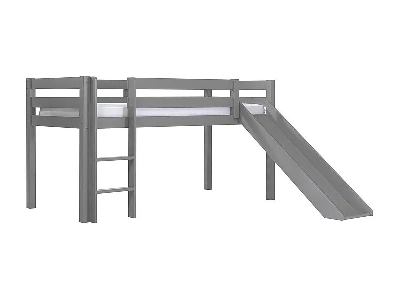 Lit Enfant Surélevé Avec Toboggan "Pino" 90x200cm Gris