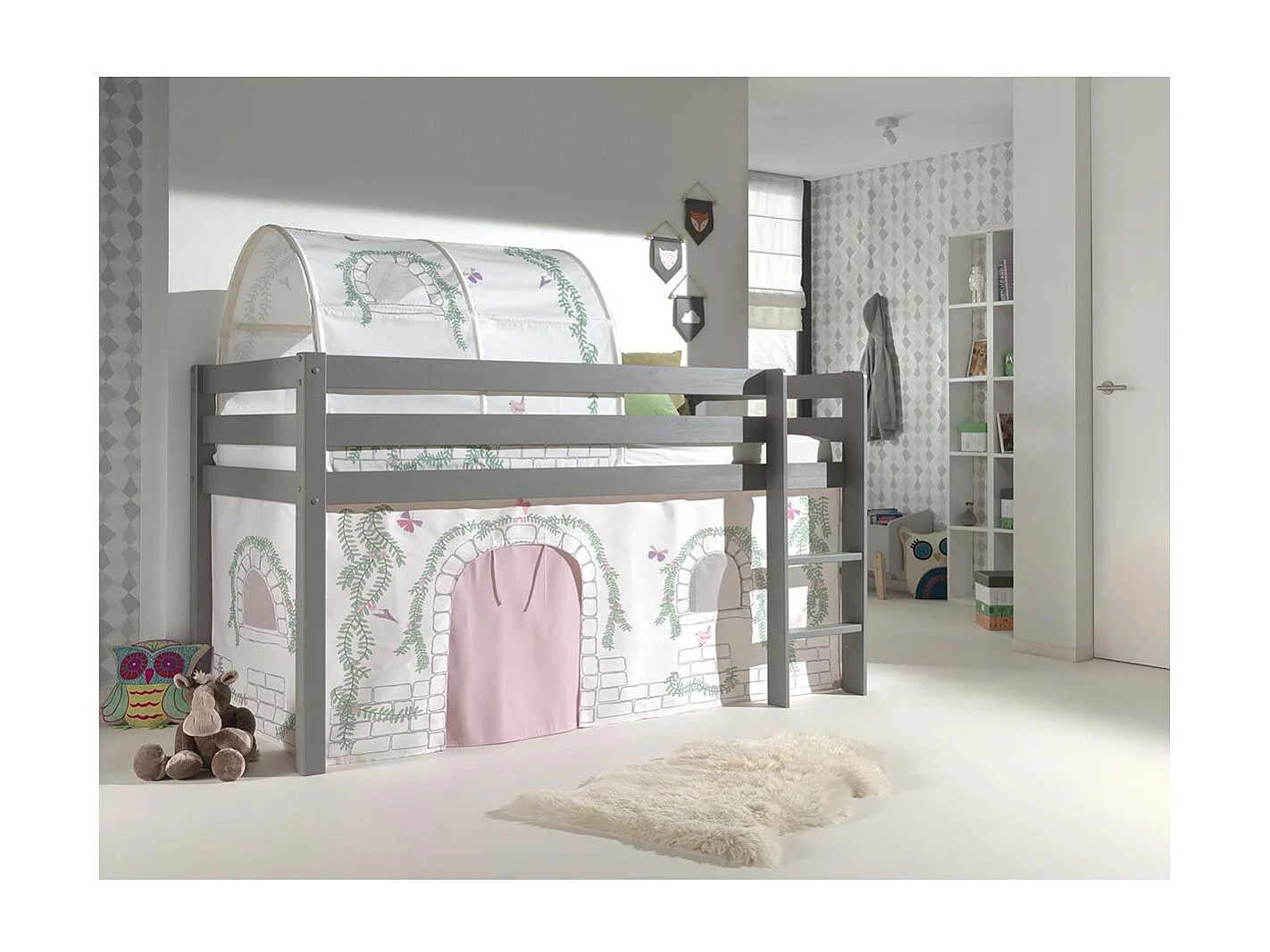Pack - Lit Enfant, Tente & Tunnel "Pino Birdy" Gris