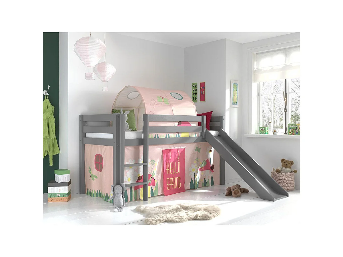 Pack - Lit Enfant, Tente, Tunnel & Toboggan "Pino Spring" Gris