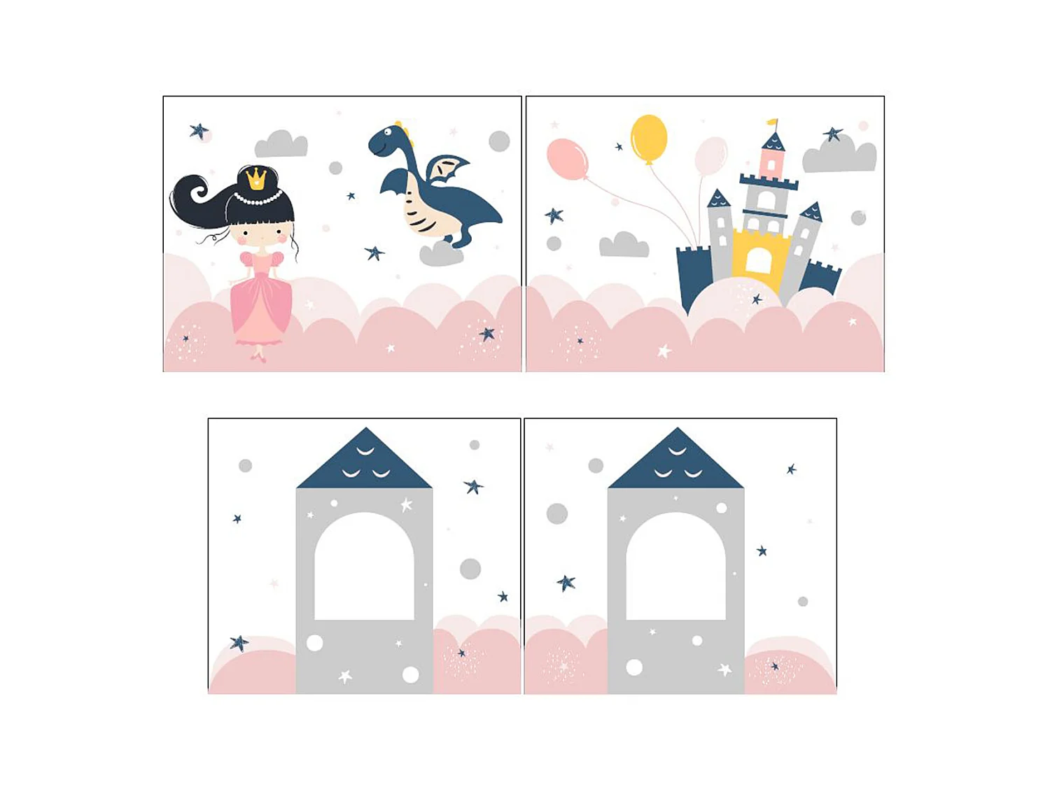 Cama altillo de 90x200 cm con tienda castillo de pino macizo gris Pino