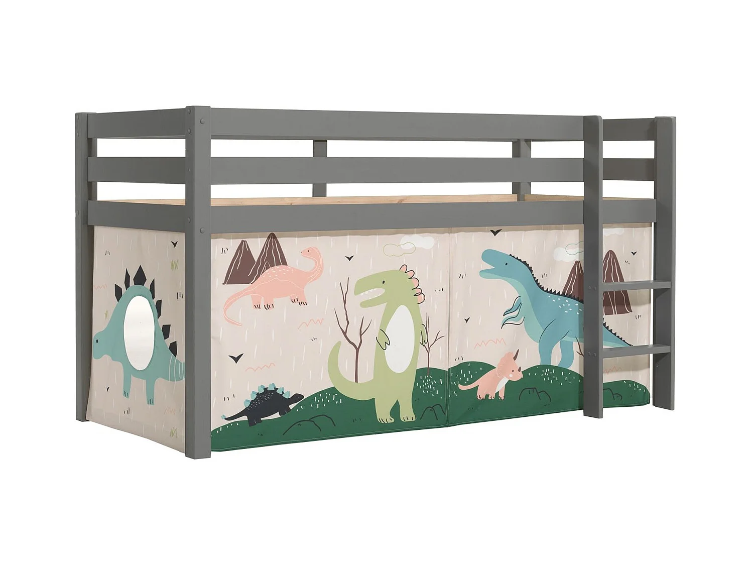Lit Enfant Surélevé "Pino Dino" 90x200cm Gris