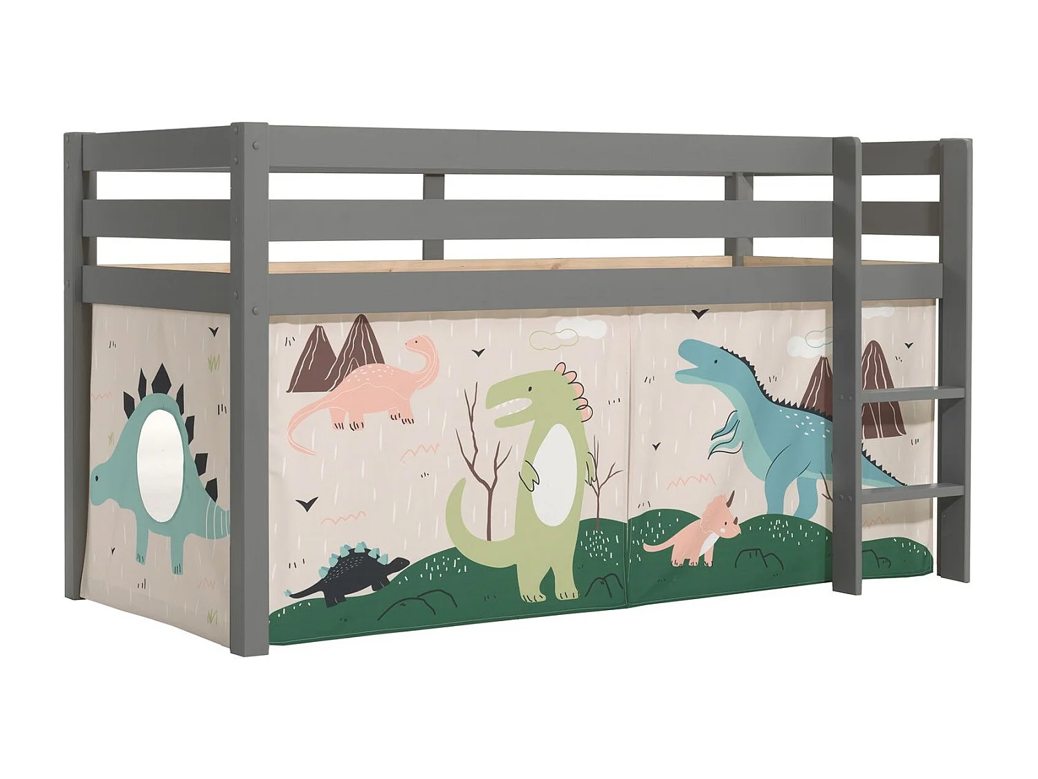 Lit Enfant Surélevé "Pino Dino" 90x200cm Gris