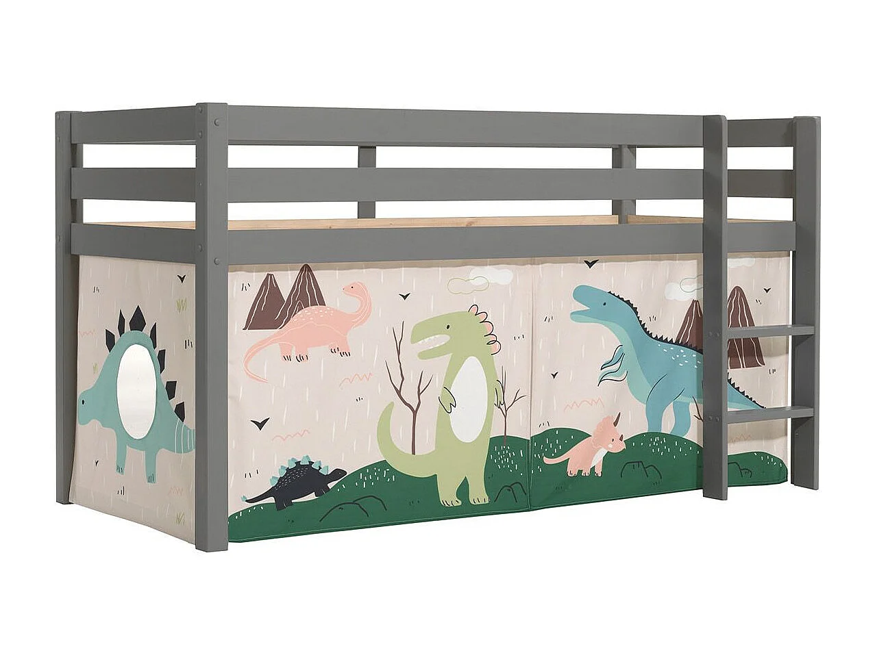 Lit Enfant Surélevé "Pino Dino" 90x200cm Gris