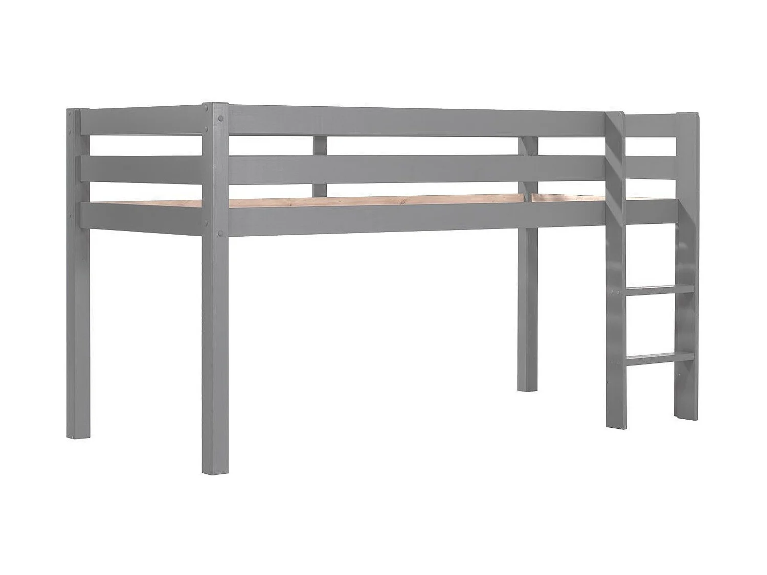 Cama altillo 90x200 cm con tienda y túnel de muelles pino macizo gris Pino