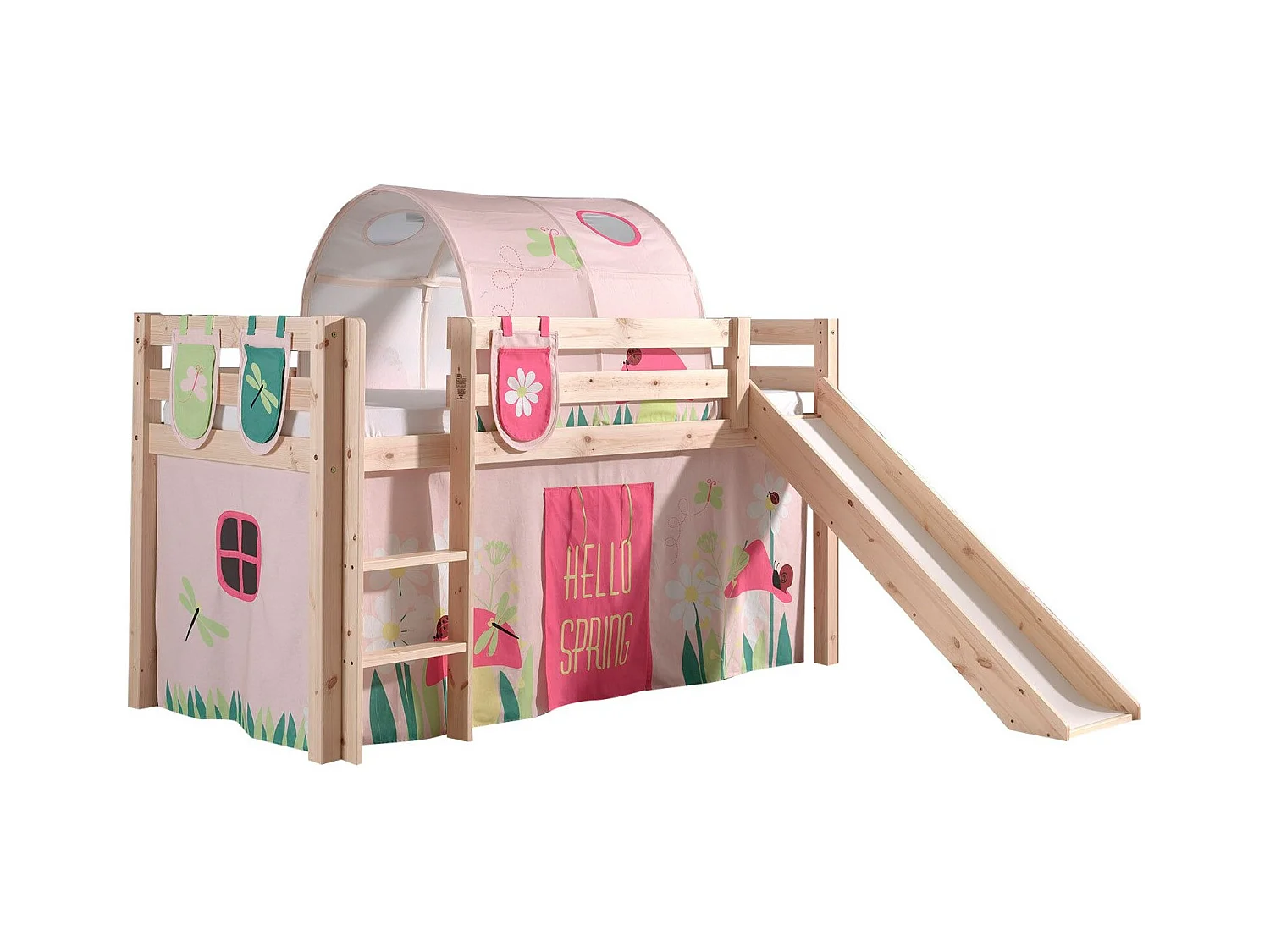 Pack - Lit Enfant, Tente, 3 Pochettes & Tunnel "Pino Spring" Naturel