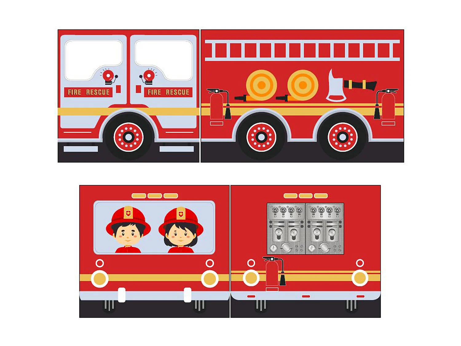 Lit Enfant Surélevé "Pino Fire Truck" 90x200cm Gris