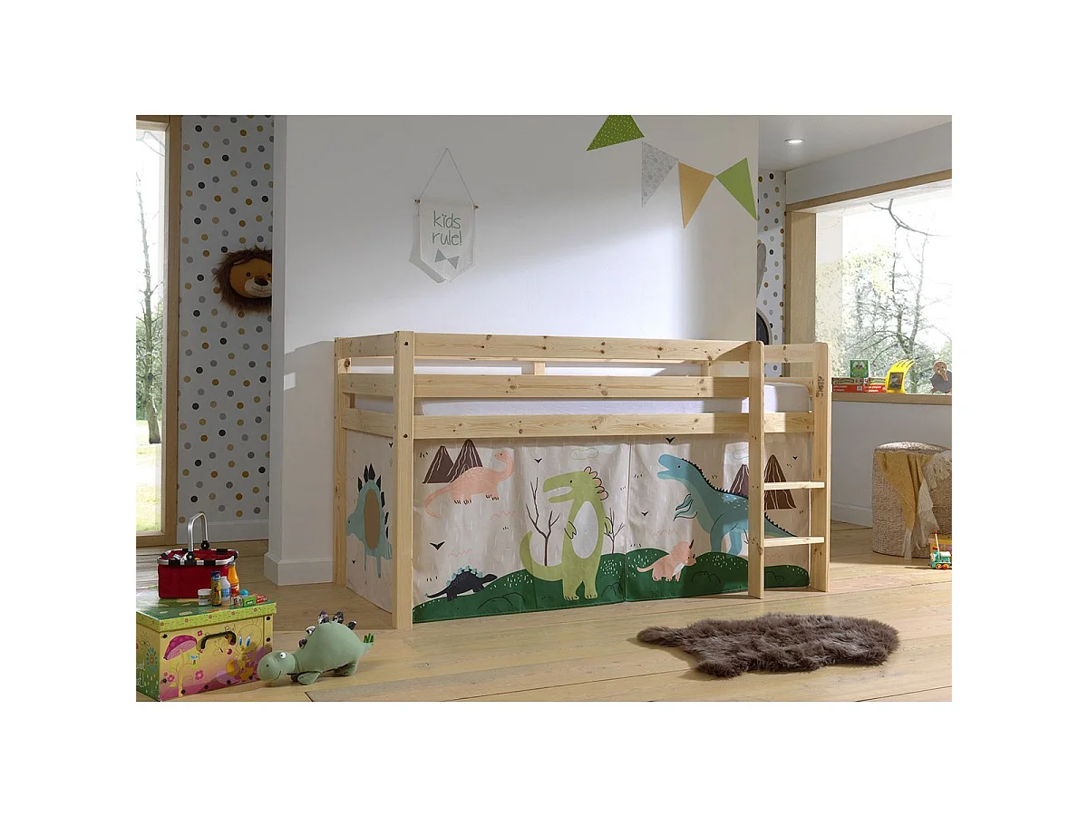 Lit Enfant Surélevé "Pino Dino" 90x200cm Naturel